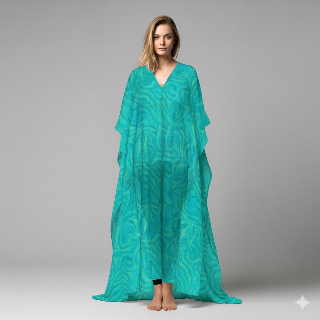 Caftan Organic Cotton Turquoise Noodles