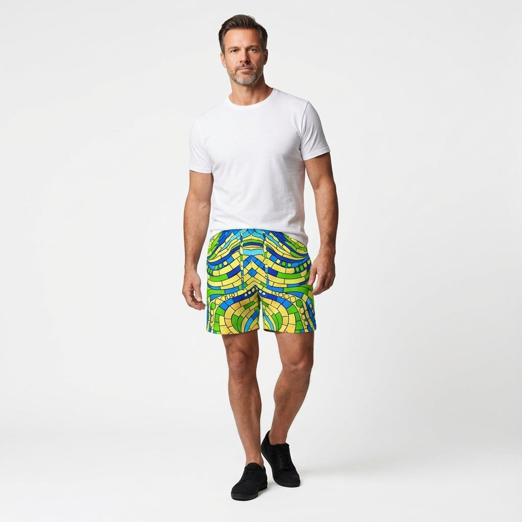 Men's Board Shorts Mosaic 4 – 7" Inseam (Lightweight Cotton Poplin)