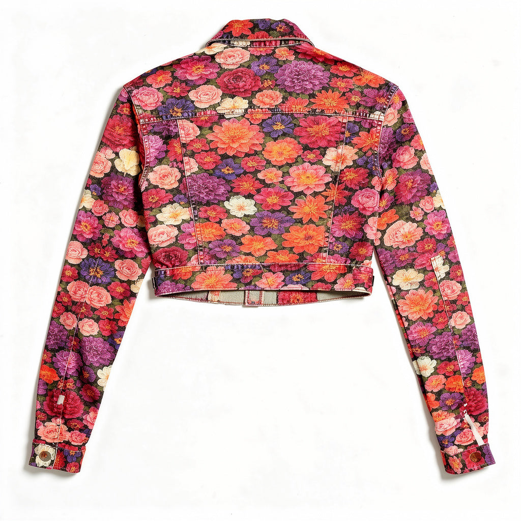 Cropped Jean Cotton Jacket Flower Bed