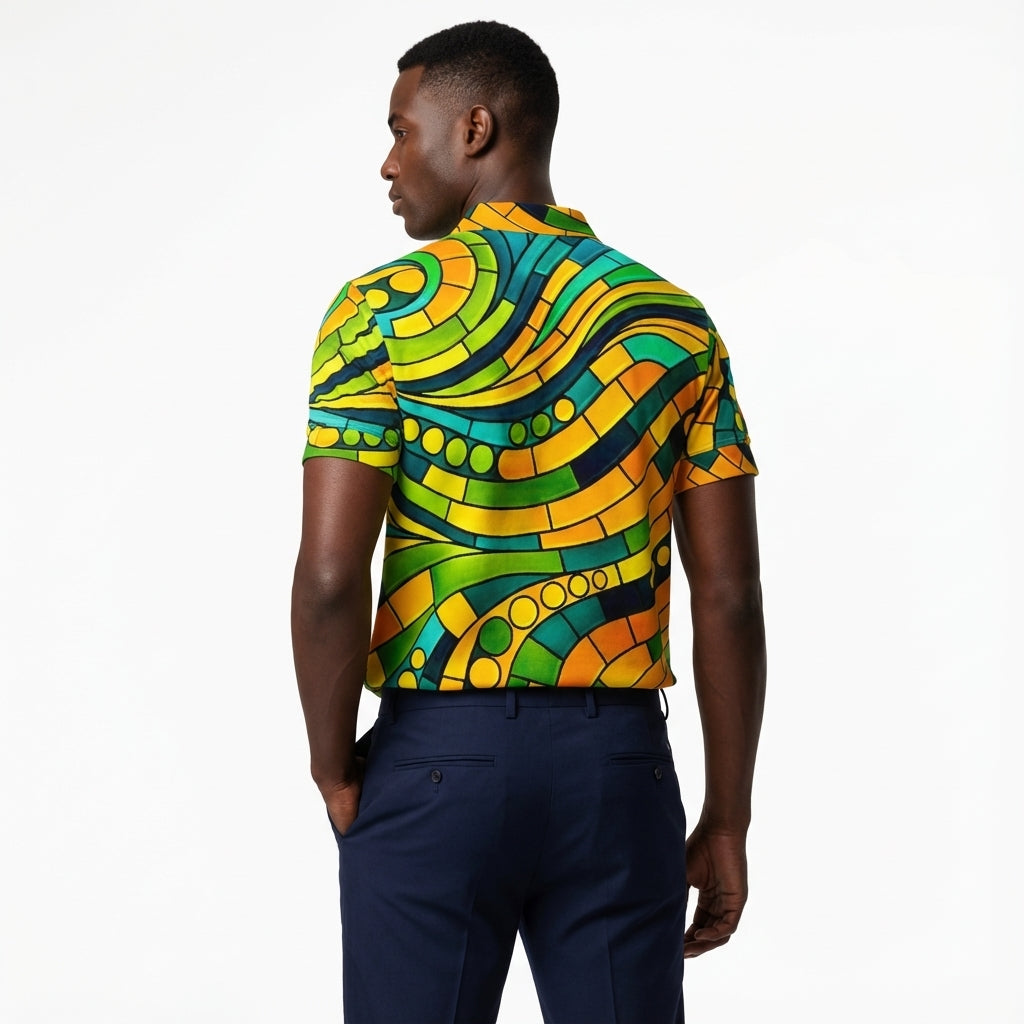 Polo Shirt with V Neck Mosaic 11