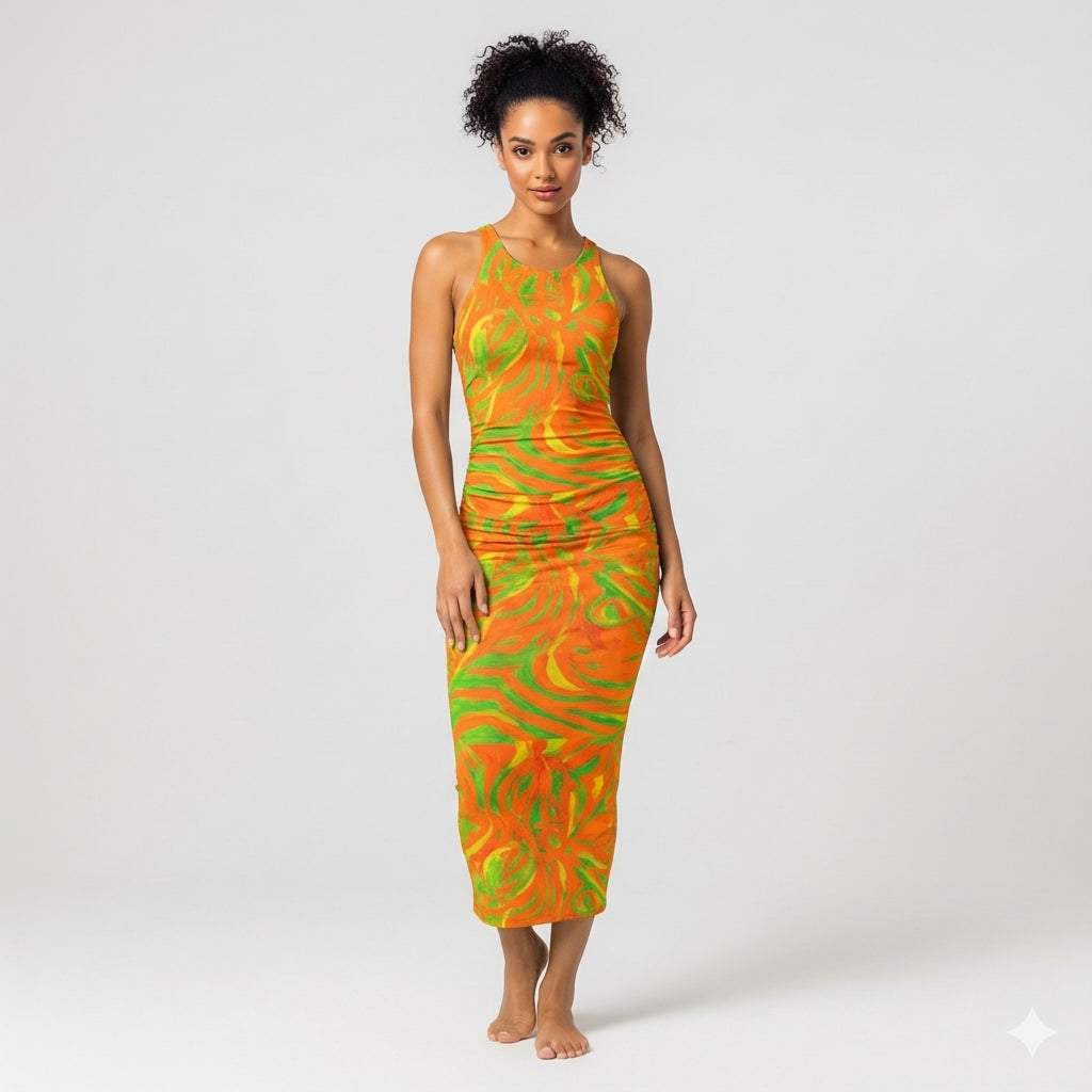 Racerback Shirred Tank Dress Fruit Noodles 