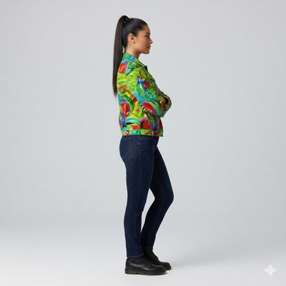 Demin Jacket Pink Water Lilies Jean Jacket