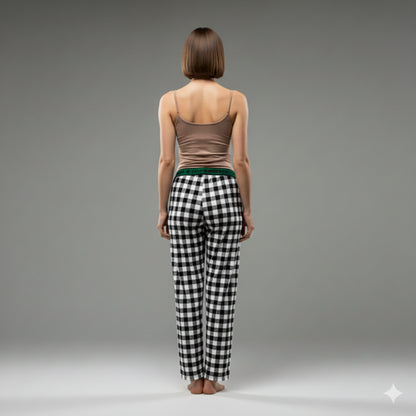 Knit Elastic Waist Draw String Pant in Digital Deconstructed Gingham