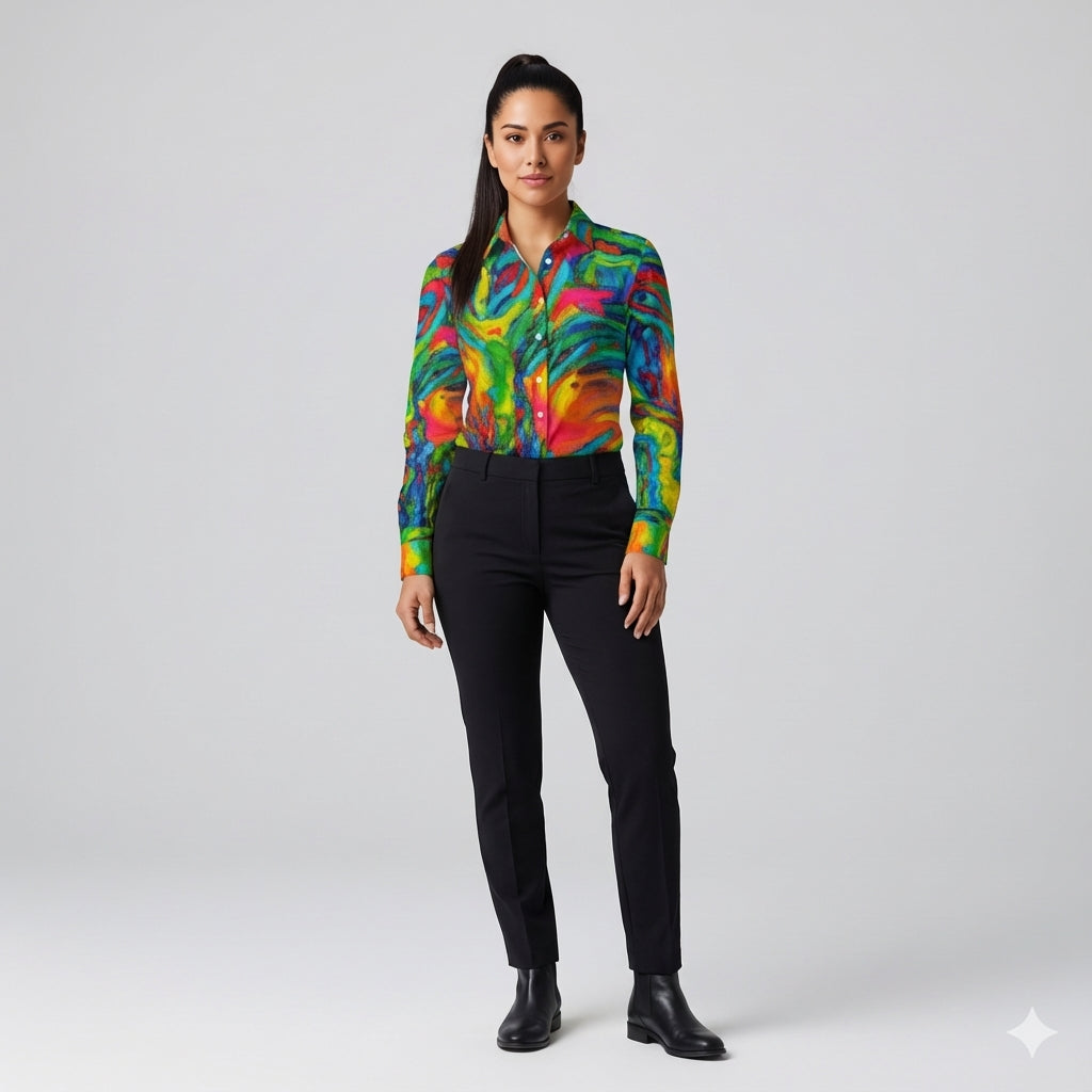 Button Front Shirt in Lightweight Cotton Poplin Green Jungle