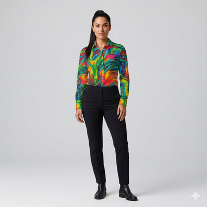 Button Front Shirt in Lightweight Cotton Poplin Green Jungle