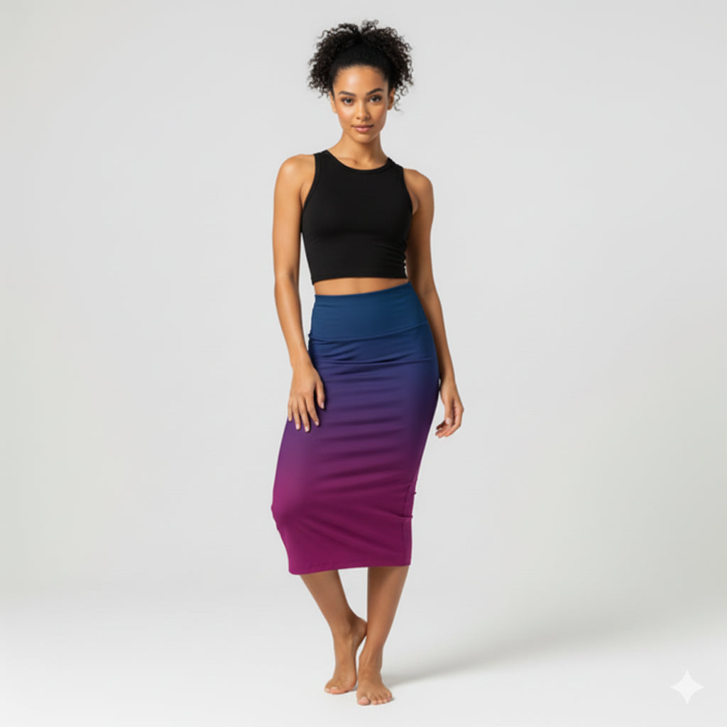 Blue and Purple Midi Skirt