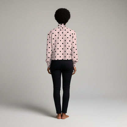 Women's Tied Neck Blouse (pink & black)