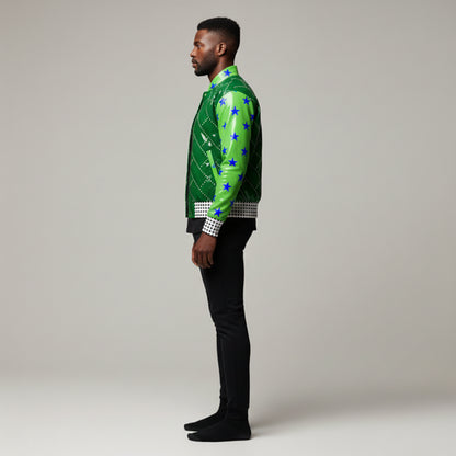 Snap Front Bomber Jacket in Fleece Back Stretch Organic Terry