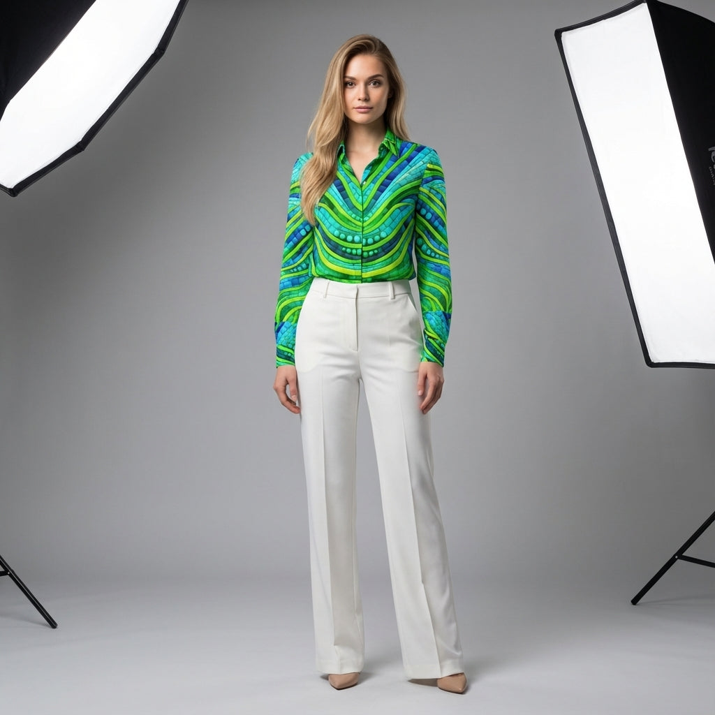 Women's Button Front Shirt Mosaic