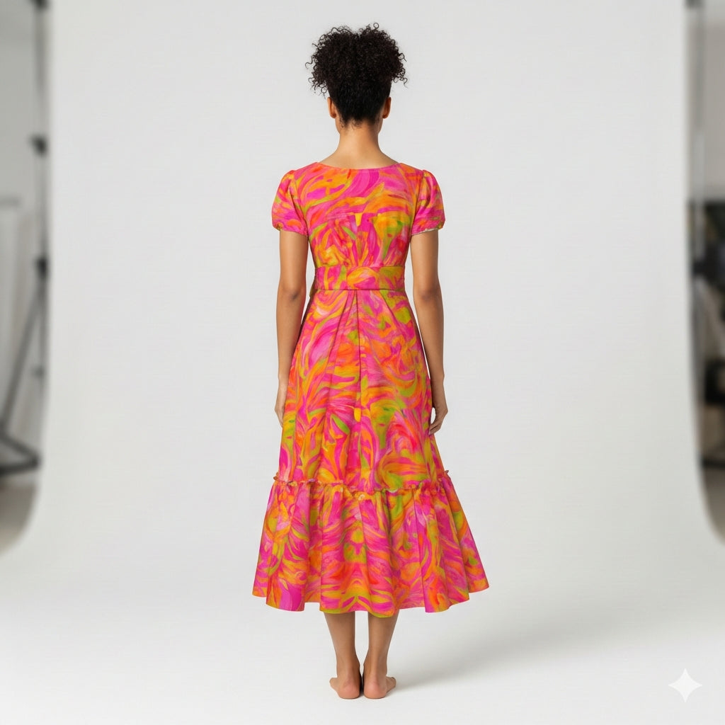 Ruffle Hem Dress Pink Noodles