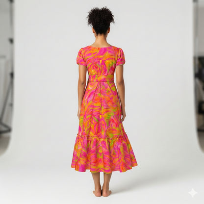 Ruffle Hem Dress Pink Noodles