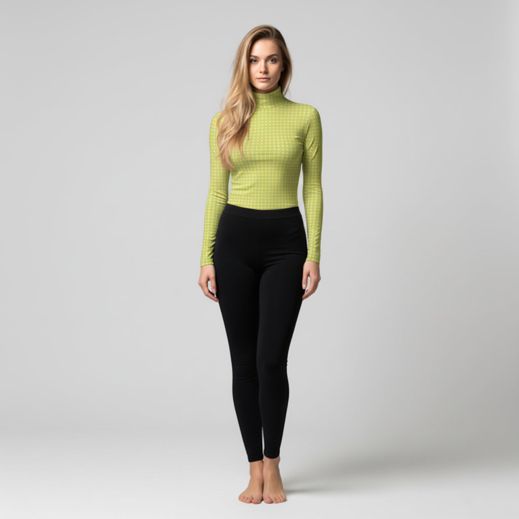 Long Sleeve Turtleneck – Green and Yellow Pattern Minimalist