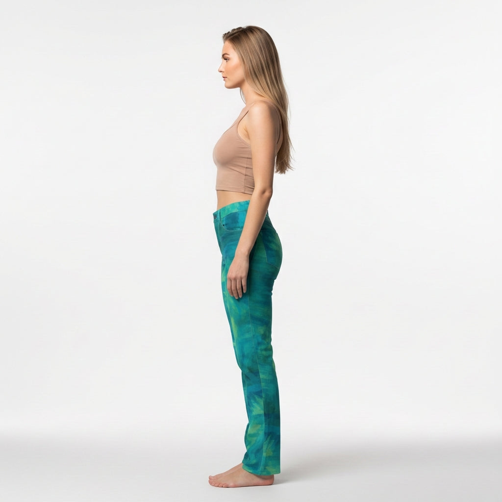 Skinny Jeans Turquoise Watercolors