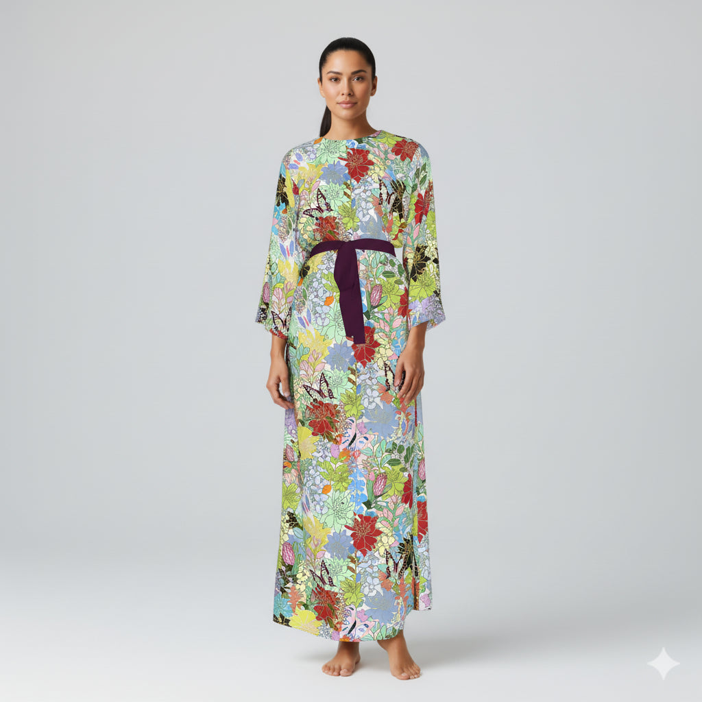 Abaya (Kimono Sleeve) in Ecovero Viscose Crepe – Botanical Renaissance