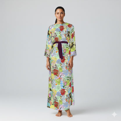 Abaya (Kimono Sleeve) in Ecovero Viscose Crepe – Botanical Renaissance