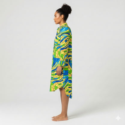 Long Sleeve Shirt Dress Mosaic 4