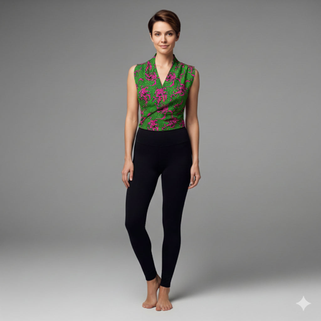 Pink & Green Houndstooth Surplice - Bamboo/Cotton Blend