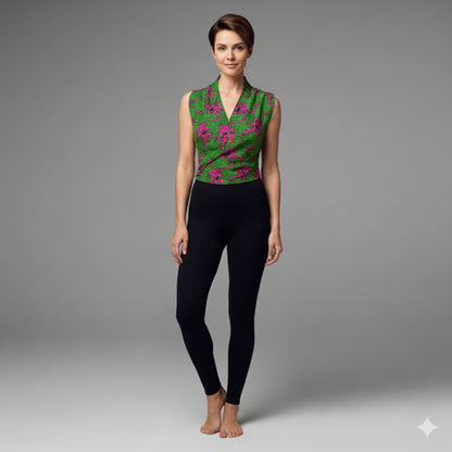 Pink & Green Houndstooth Surplice - Bamboo/Cotton Blend