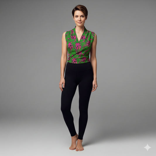 Pink & Green Houndstooth Surplice - Bamboo/Cotton Blend