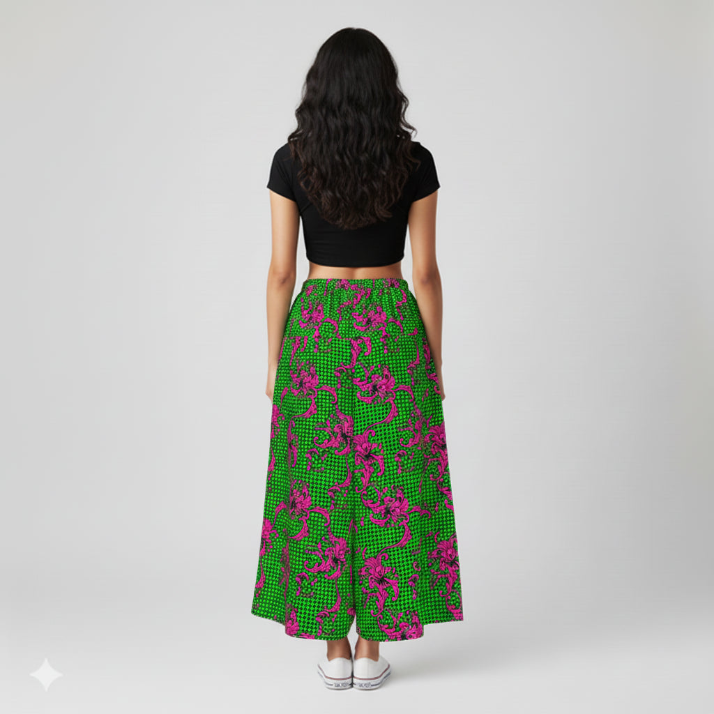 Pink & Green Houndstooth Palazzo Pants