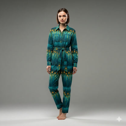 Relax Fit Woven Jumpsuit Starlight - Cotton Poplin Zipper Front