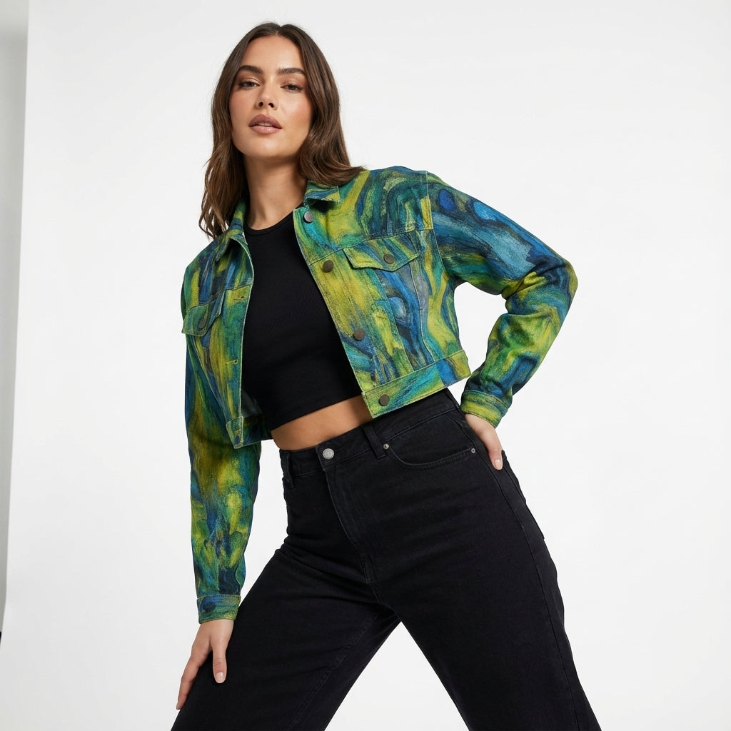 Cropped Jean Jacket Blue Jungle