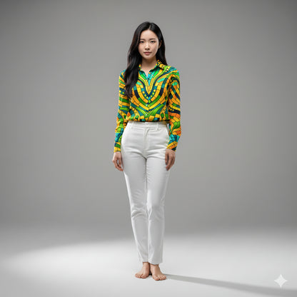 Women's Front Button Shirt Mosaic 11