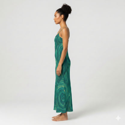 Bias Slip Dress Green Tornado