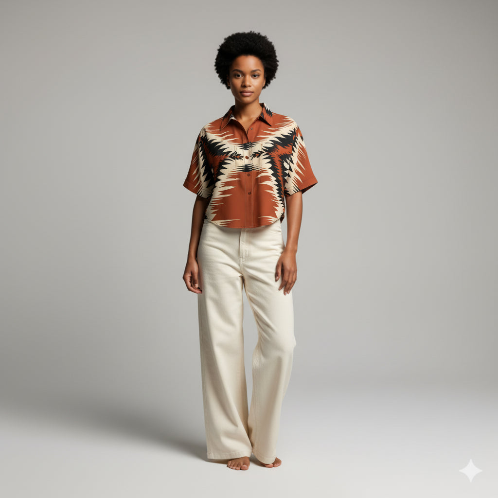 Kai Cropped Kimono Sleeve Blouse