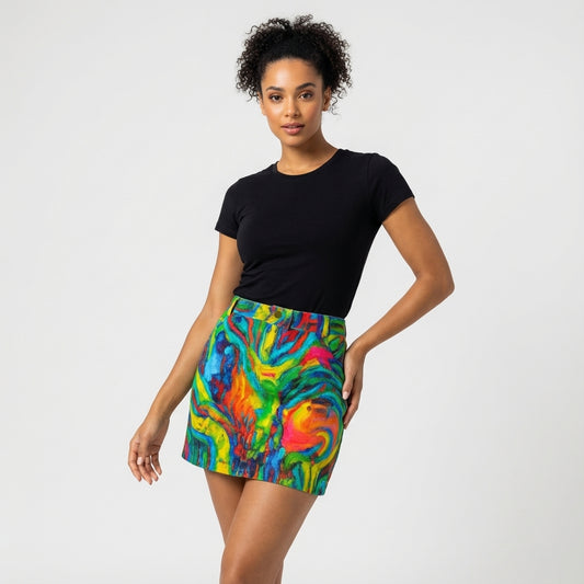 Denim Mini Skirt Green Jungle