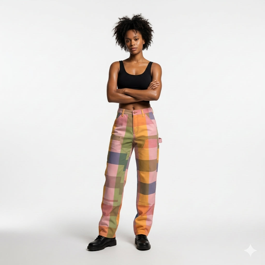 Mua Women's Signature Gingham Carpenter Pant