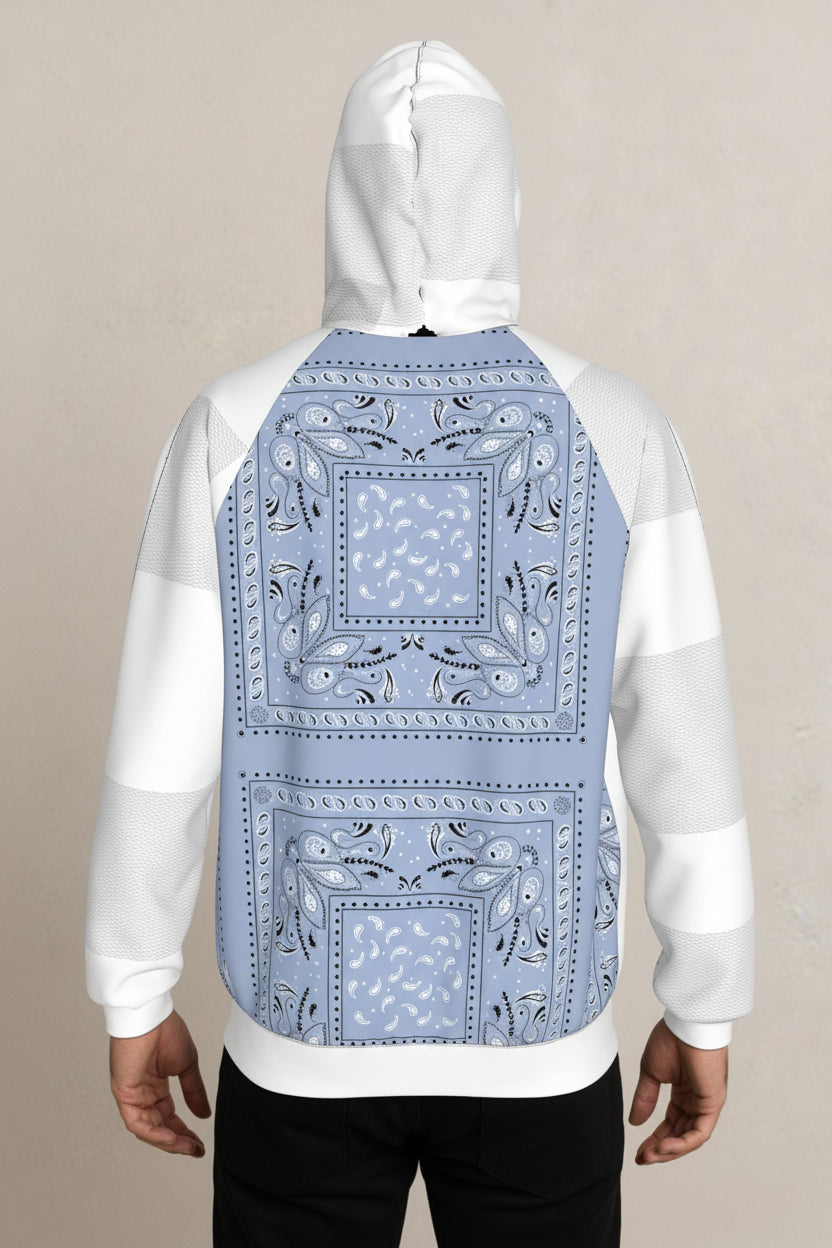 Half Raglan Sweatshirt Hoodie in Signature Black Grid