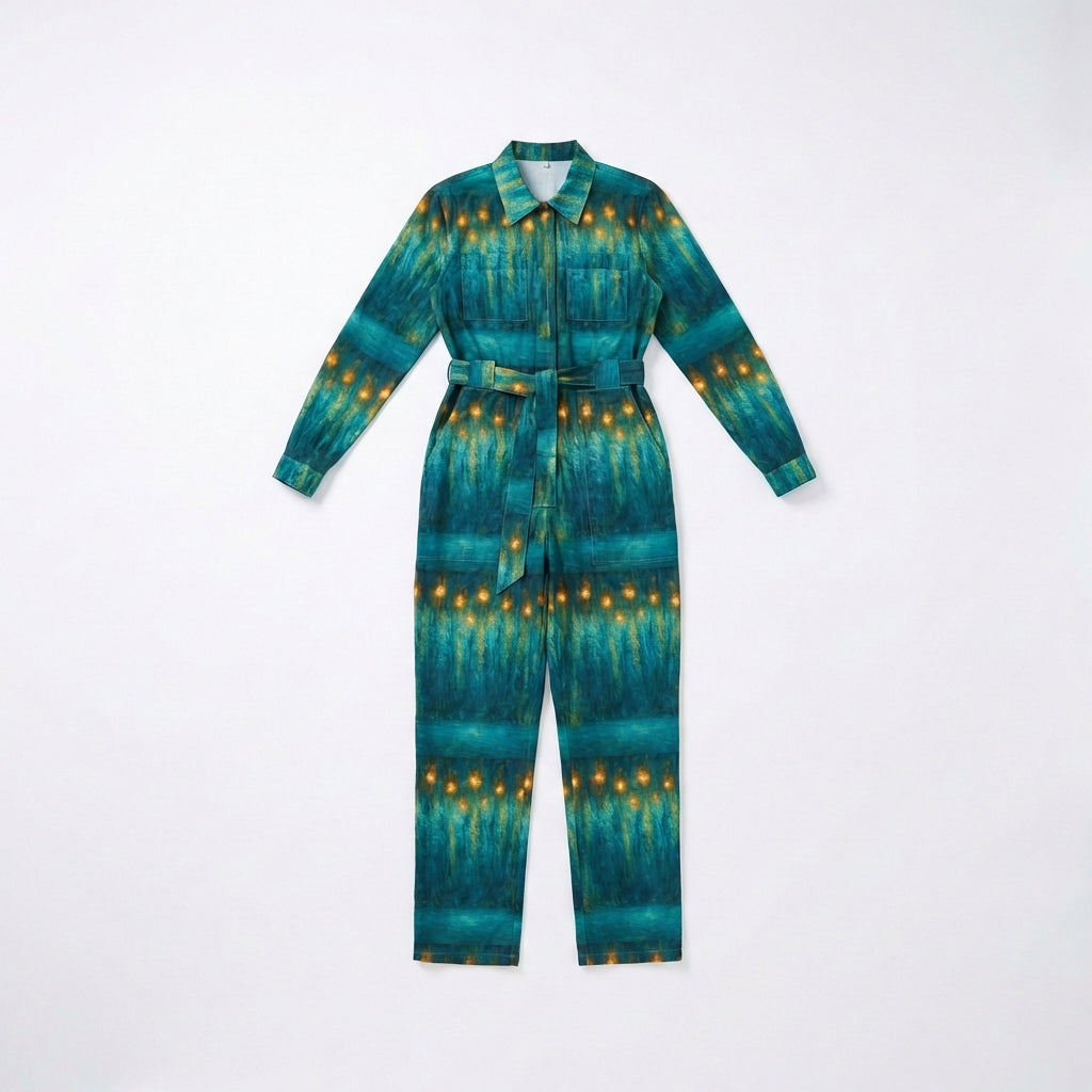 Relax Fit Woven Jumpsuit Starlight - Cotton Poplin Zipper Front