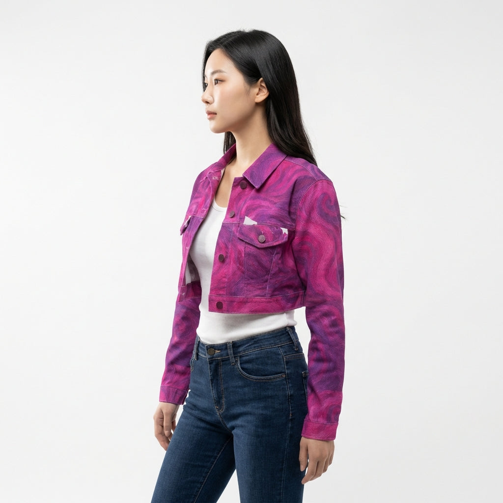 Cropped Jean Cotton Jacket Purple Storm