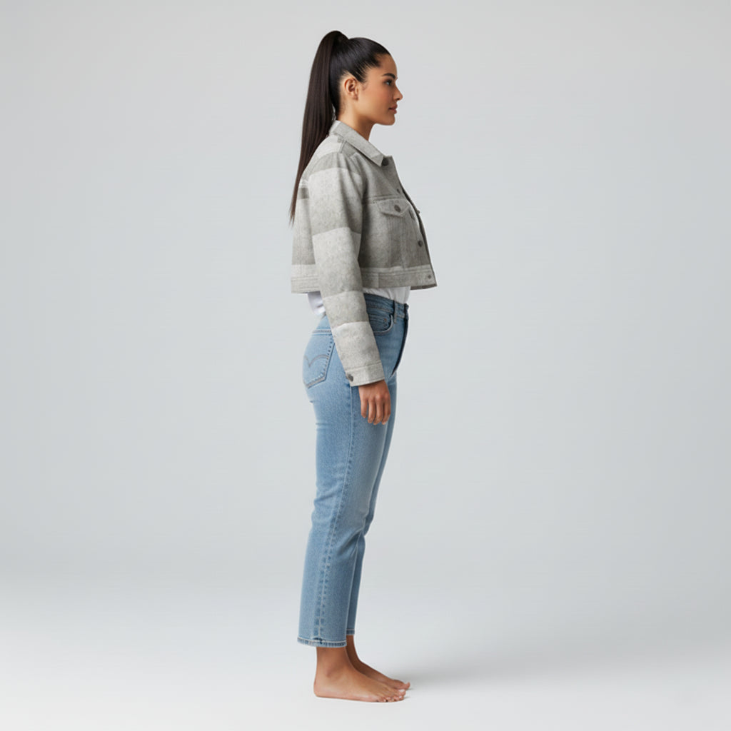 Cropped Jean Jacket Grey