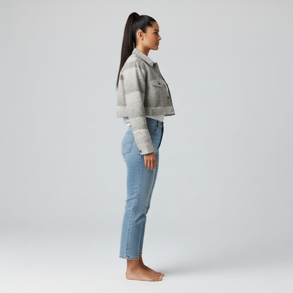 Cropped Jean Jacket Grey