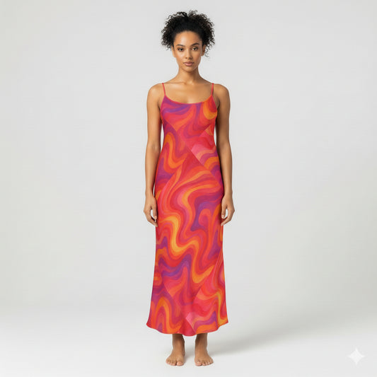 Bias Slip Dress Pink Sunset