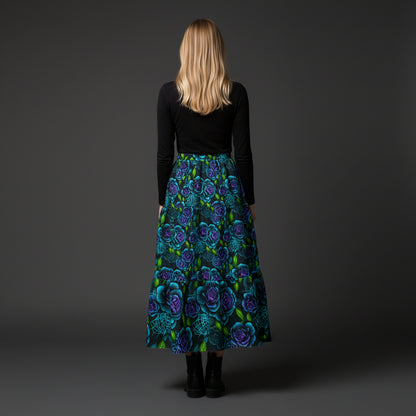 Blue Rose Tiered Skirt
