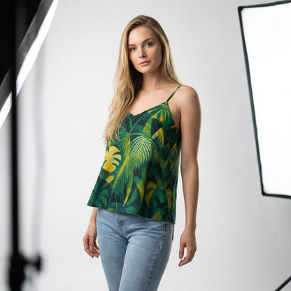 Camisole Green Leaves | Lightweight Organic Cotton Voile