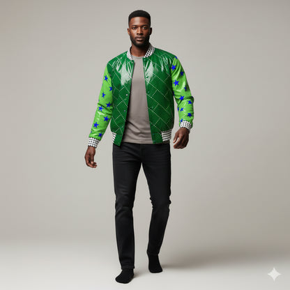 Snap Front Bomber Jacket in Fleece Back Stretch Organic Terry