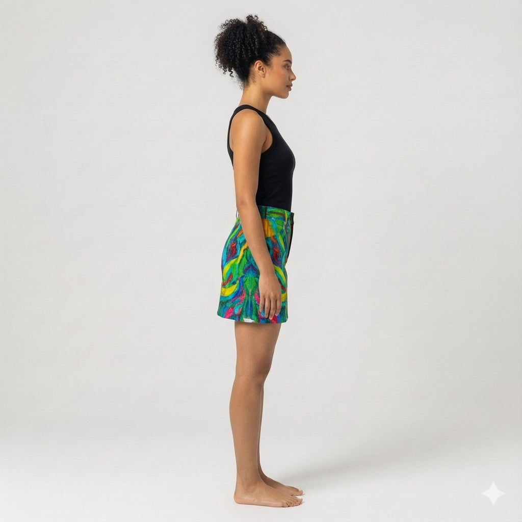 Denim Mini Skirt Green Jungle