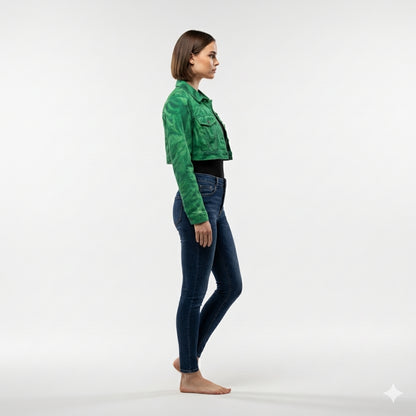 Cropped Jean Cotton Jacket Dark Green Noodles