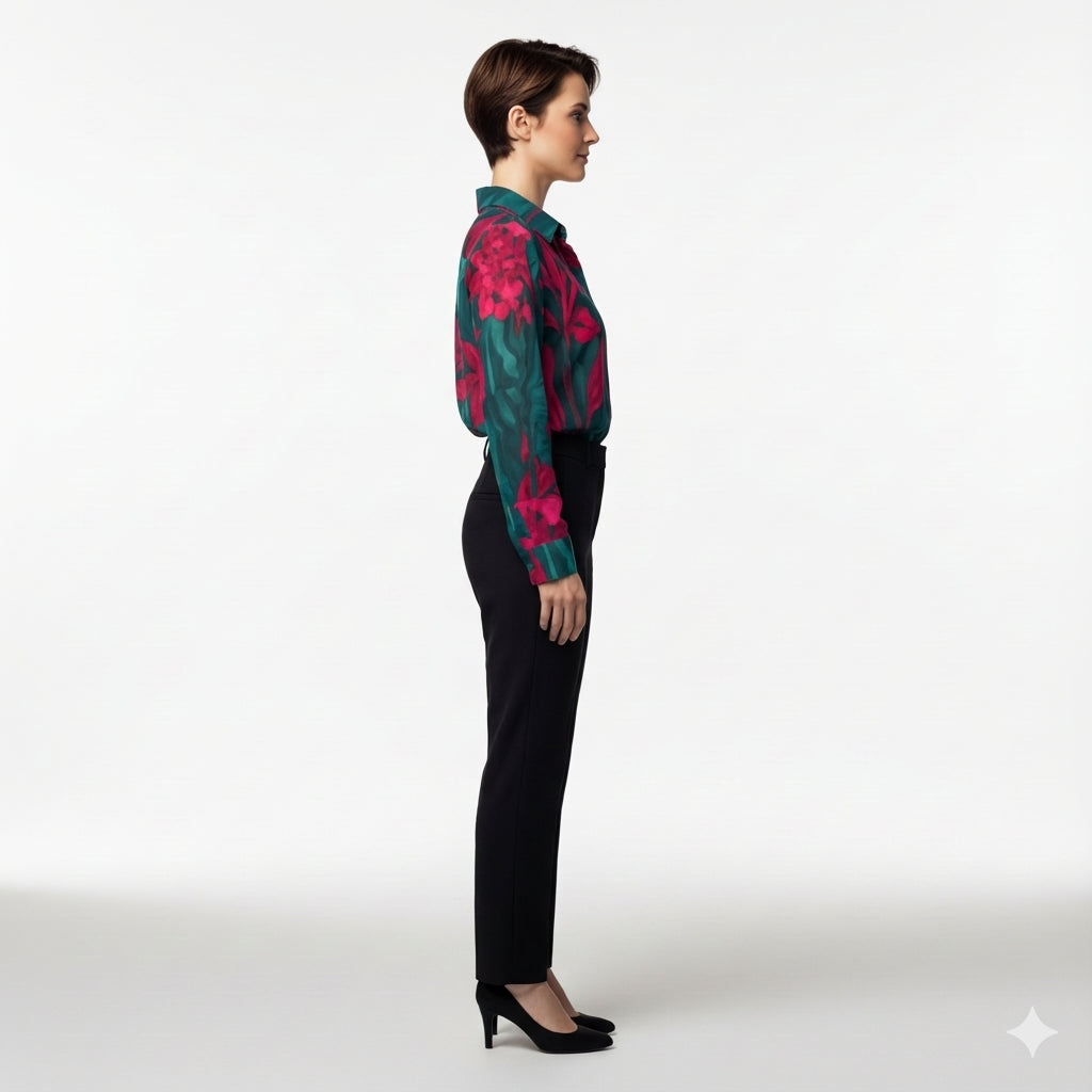 Button Front Shirt Pink Flowers