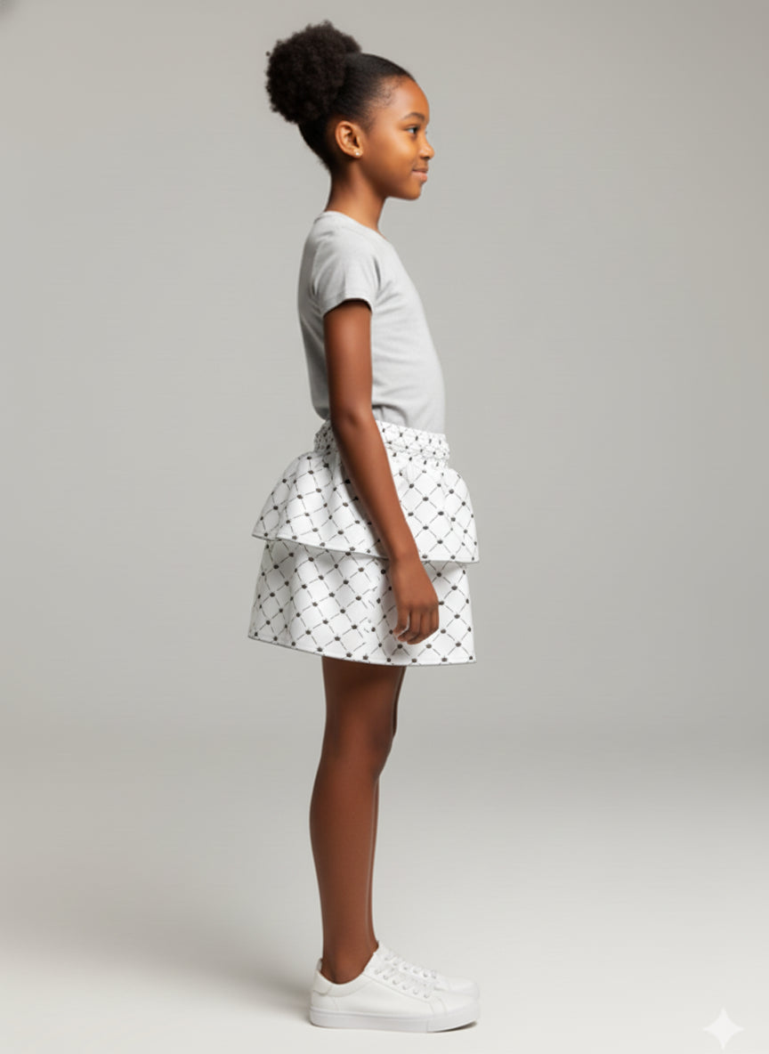 Smocked Ruffle Skirt in Pima Cotton Poplin