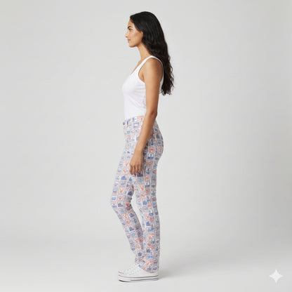 Slim Jeans in Nautical Print Heavyweight Stretch Denim