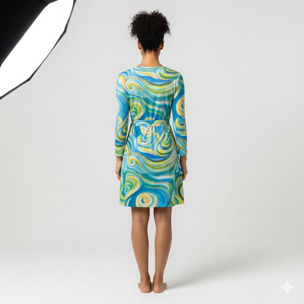 Wrap Dress Sea Swirls