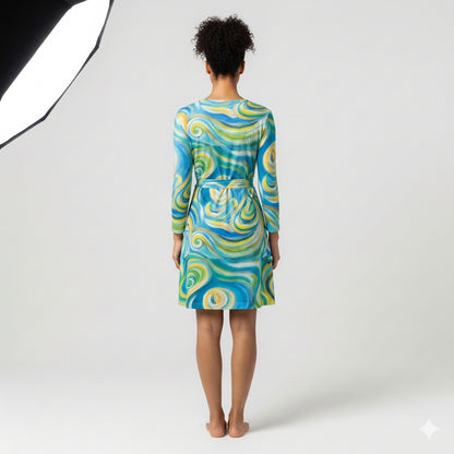 Wrap Dress Sea Swirls