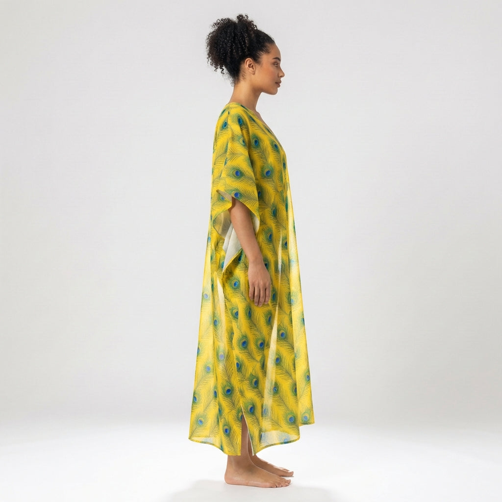 Caftan Yellow Peacock Feathers