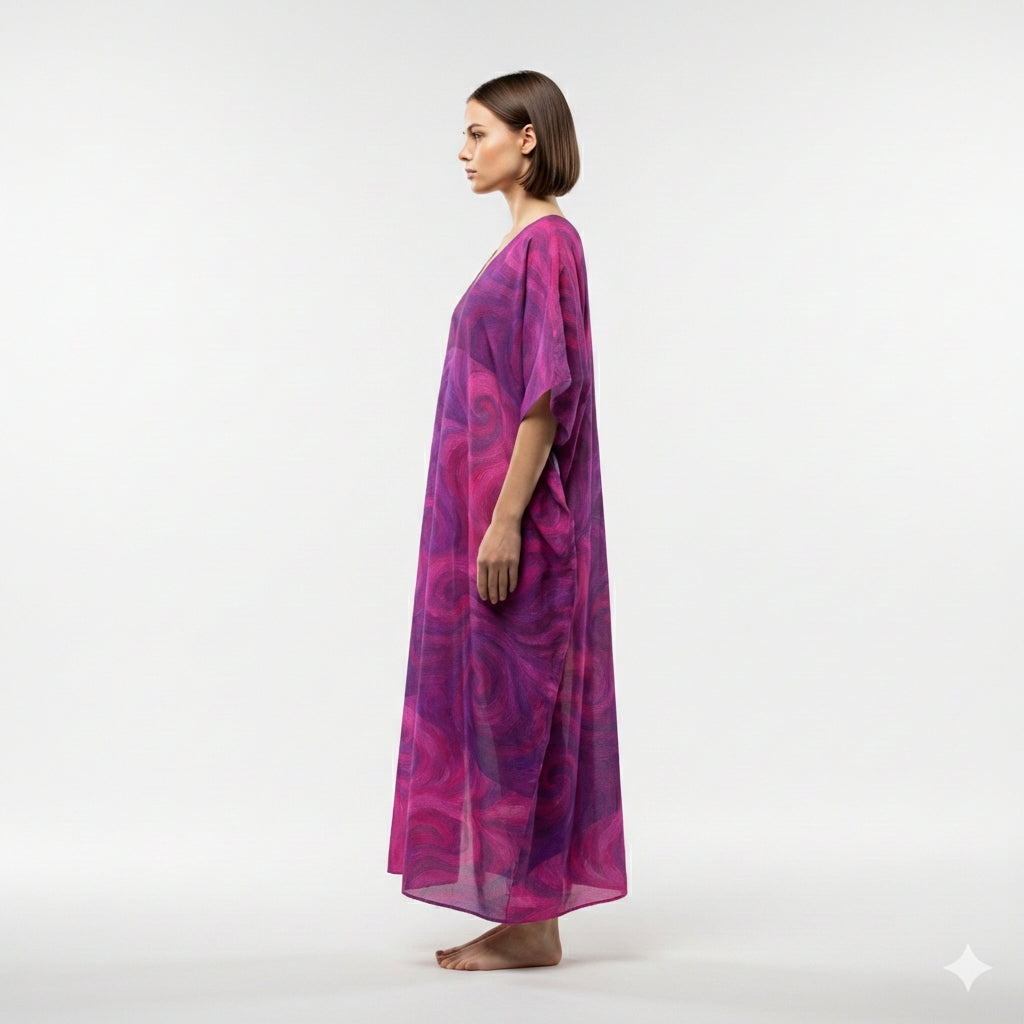 Caftan Purple Storm – Lightweight Organic Cotton Voile