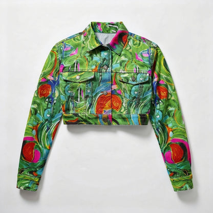 Cropped Jean Cotton Jacket Water Lilies 2